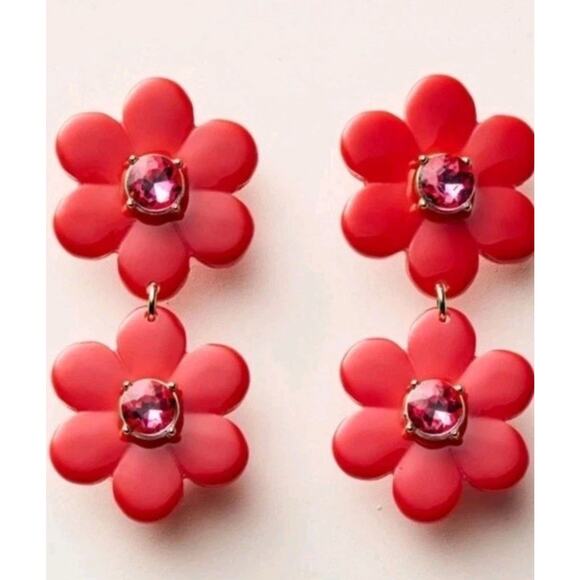 Kate Spade New York x Target - RED Floral Linear Earrings Limited Edition/New - Picture 4 of 7